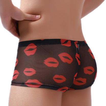 Men's Sexy Boxer Briefs Kisses Printed Underwear