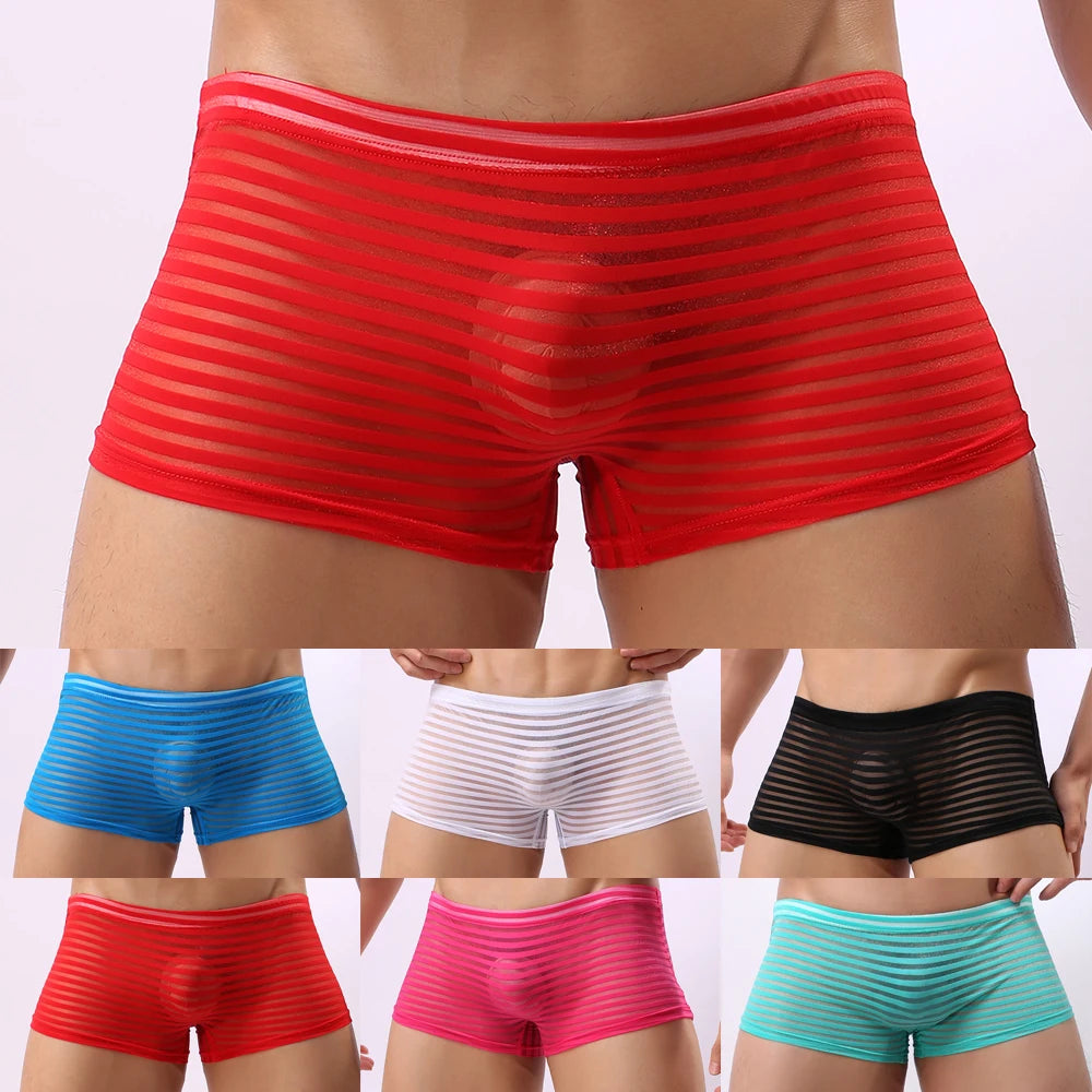 Men Boxer Briefs See Through Underwear