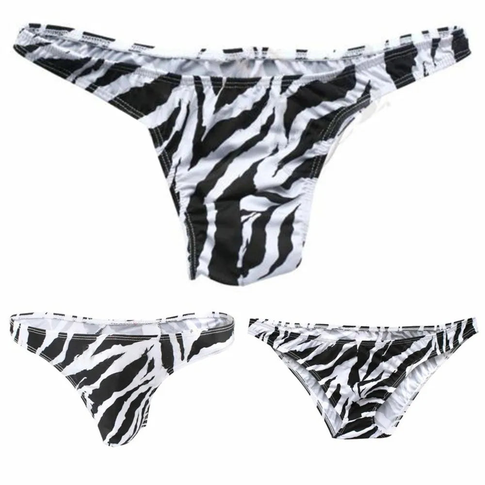 Men Swimwear Zebra Printed Briefs