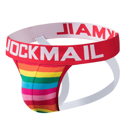 Men Colored Striped Cotton Jockstrap Underwear