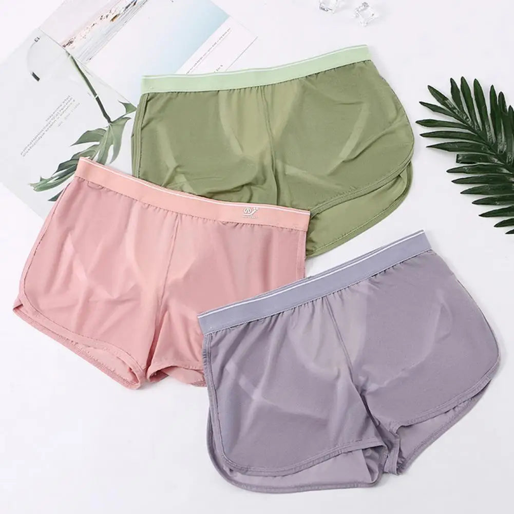 Men Ice Silk Wide Waistband Boxer Shorts Loose Fit Underpants