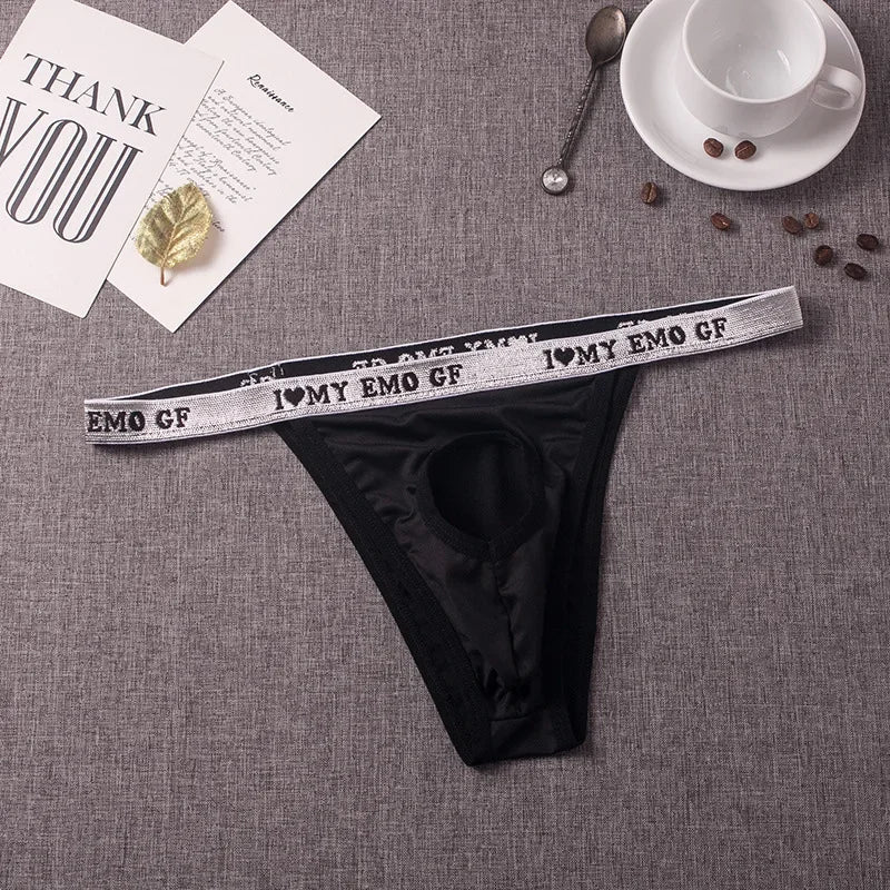 galleryman.com - Men's Briefs G-String Underwear with Banana Ring Hole Black