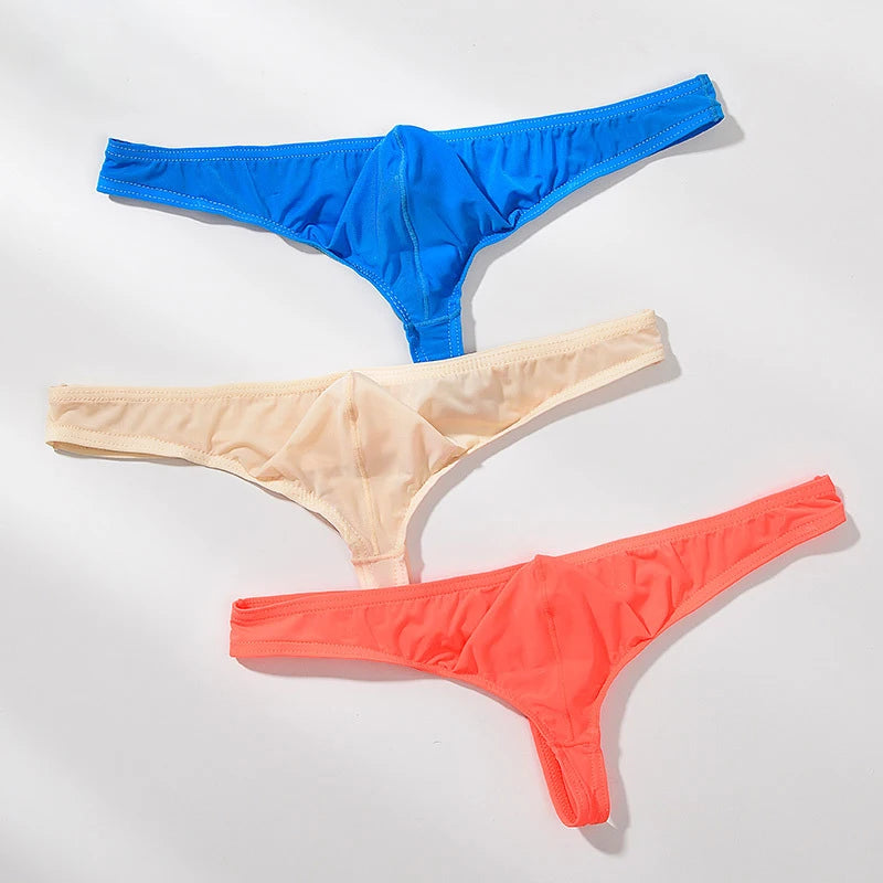 Men’s High Quality Ice Silk Thongs Underwear with U Convex Pouch
