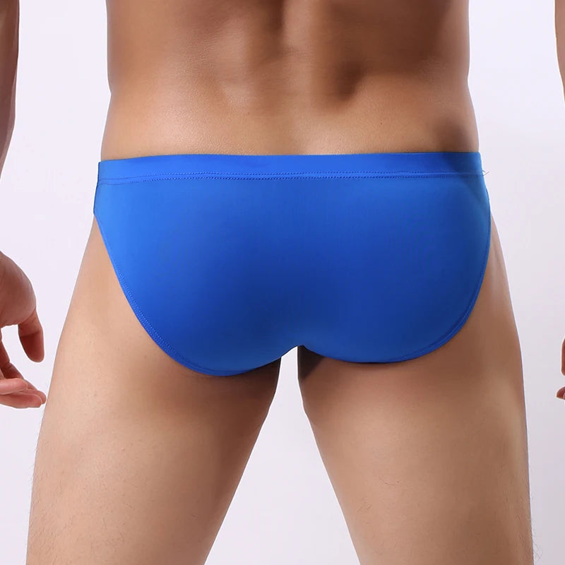 Men's Sexy Ice Silk Briefs Bulge Pouch Design Underwear