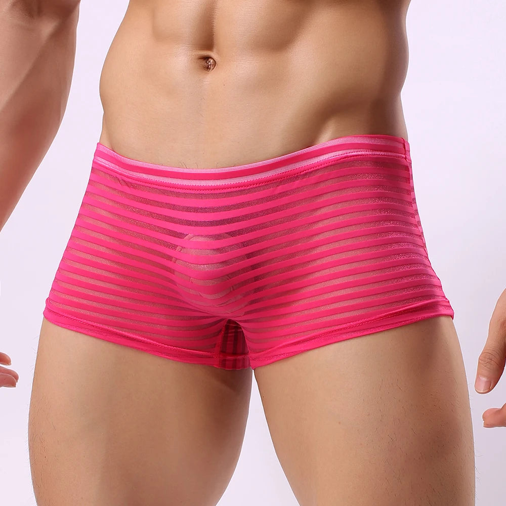 Men Boxer Briefs See Through Underwear