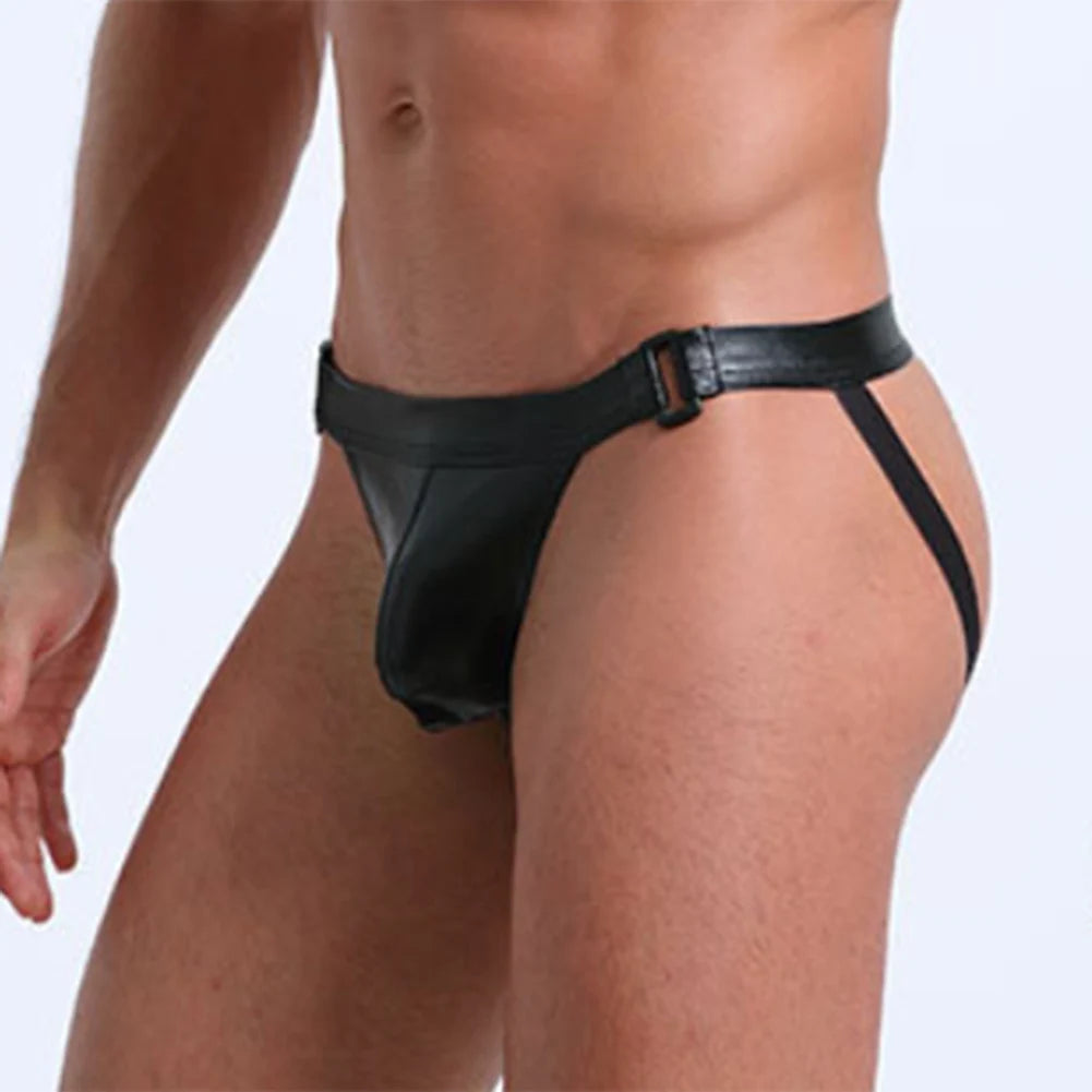 Men Leather Jockstrap Underwear