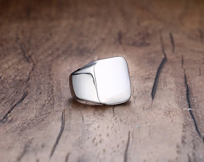 Men Ring Alphabet A-Z Initials Stainless Steel Silver