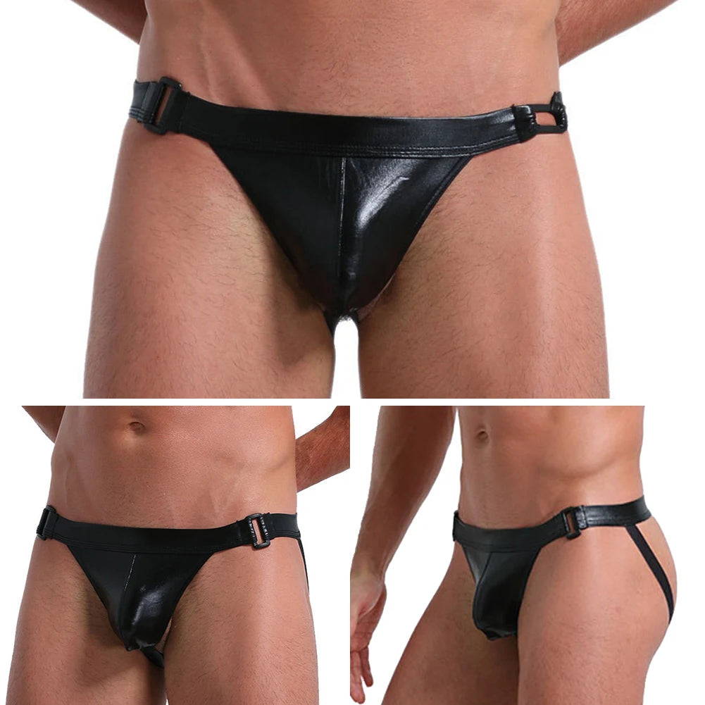 Men Leather Jockstrap Underwear