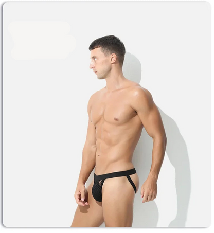 galleryman.com - Men Thong Jockstraps Stretch See Through Underwear Black