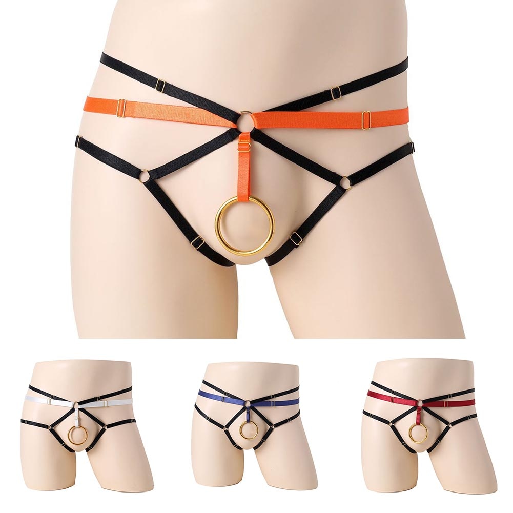 Men Sexy G-String Ring Open Crotch Panties Bandage Underwear