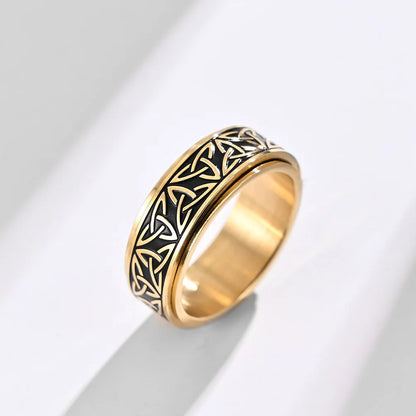 Men Rotatable Knot Rune Rings Stainless Steel