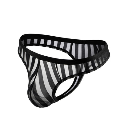 Men's Sexy Bold Striped Mesh Thong Underwear
