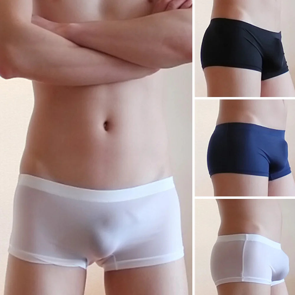 Men Ultra-thin Sexy Boxer Briefs Underwear