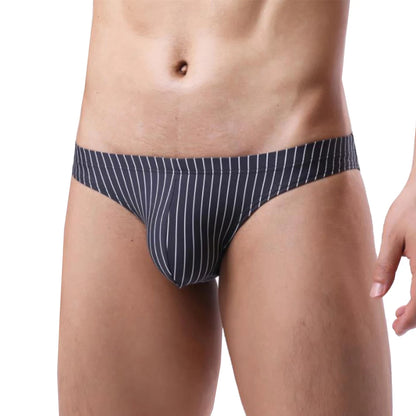 galleryman.com - Men Elegant Stripe Pattern Briefs Underwear Dark Gray