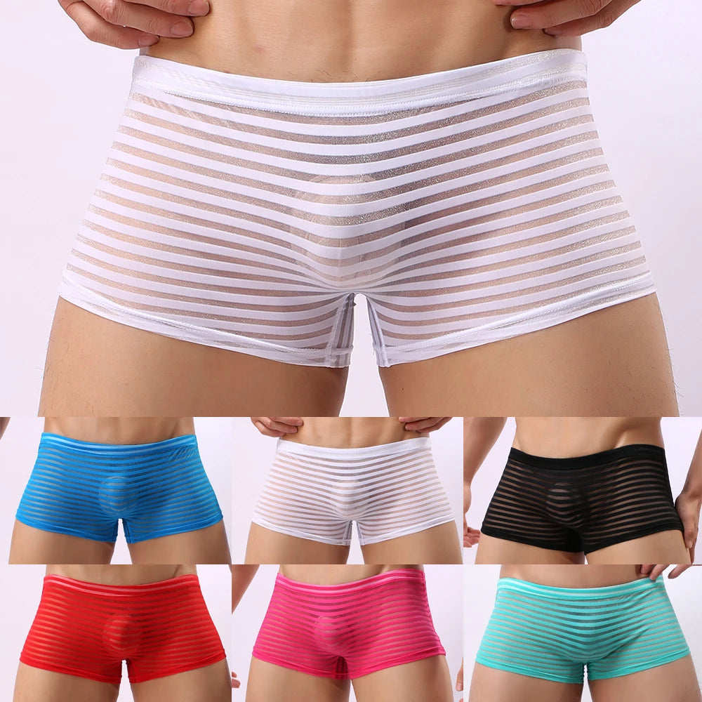 Men Boxer Briefs See Through Underwear