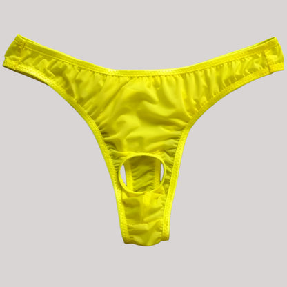 galleryman.com - Men Thong Hollow Out Front Open Hole Underwear Yellow