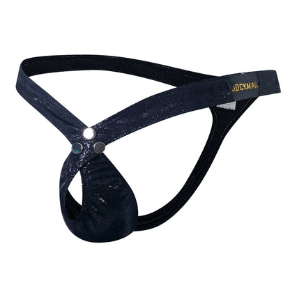 Men's Leather Snake Print Thong G-String Underwear