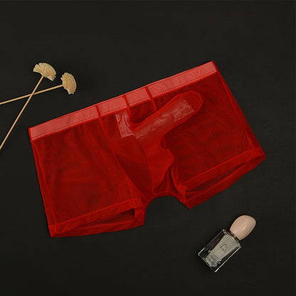 Men's Sexy Translucent Boxer Briefs Elephant Nose Underwear