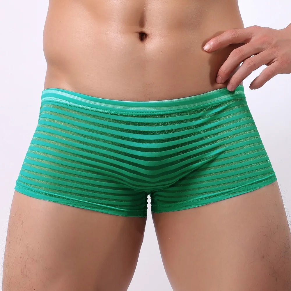 Men Boxer Briefs See Through Underwear