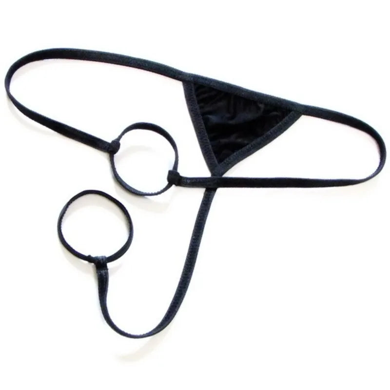 galleryman.com - Thong G-String Rings Support Underwear for Male Member Black