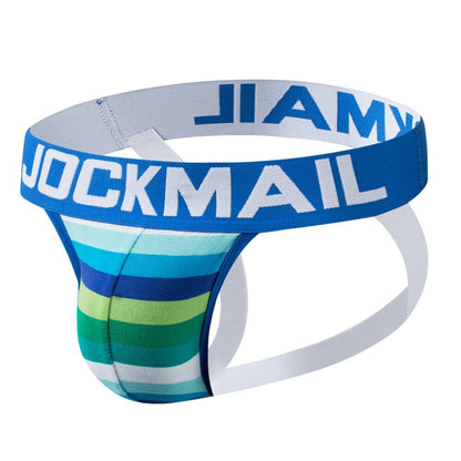Men Colored Striped Cotton Jockstrap Underwear