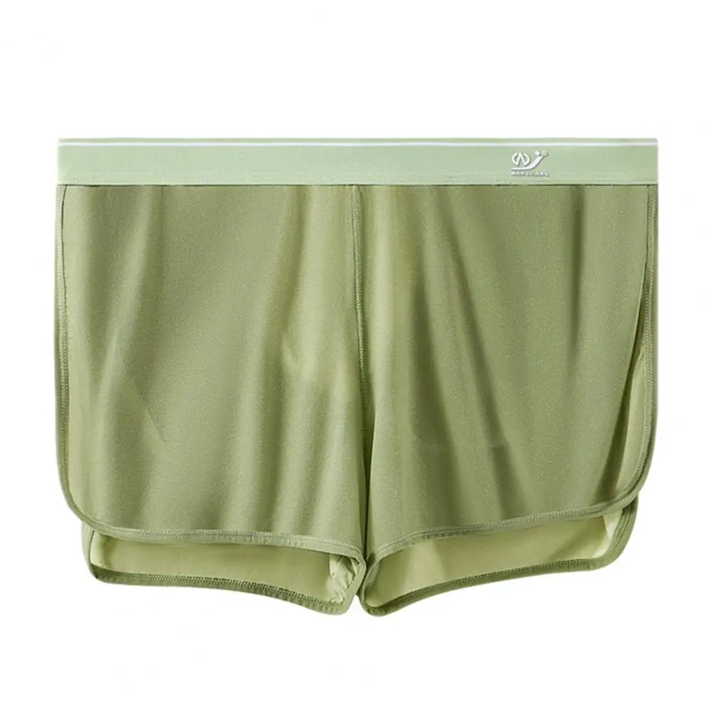 Men Ice Silk Wide Waistband Boxer Shorts Loose Fit Underpants