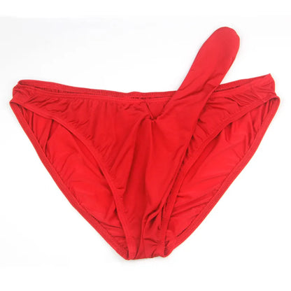 galleryman.com - Men Elephant Nose Sheath Sleeve Briefs Open & Close Styles Underwear Red