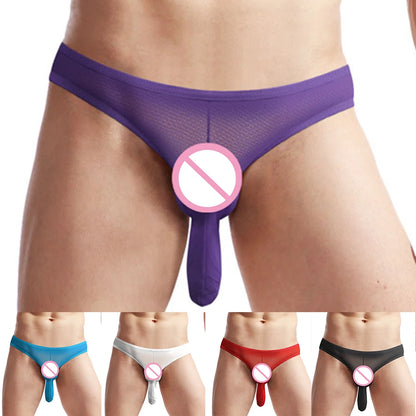 Men's Long Elephant Nose Pouch Elastic Briefs Underwear