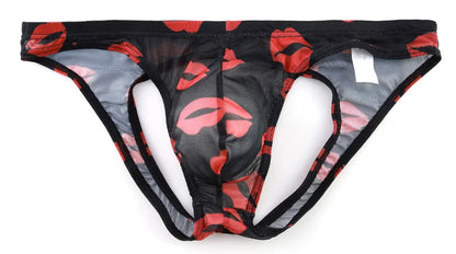 galleryman.com - Men Sexy Kisses Open Back Briefs Mesh Underwear Black