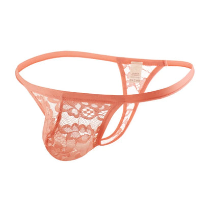 galleryman.com - Men Thong Sexy Lace Panties Underwear Pink