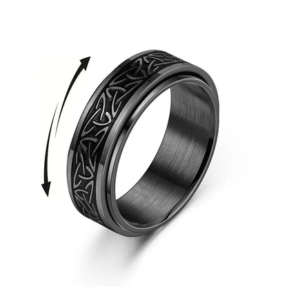 Men Rotatable Knot Rune Rings Stainless Steel