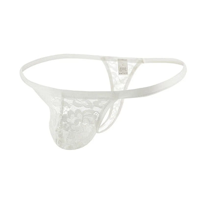 galleryman.com - Men Thong Sexy Lace Panties Underwear White