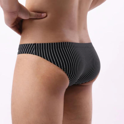 galleryman.com - Men Elegant Stripe Pattern Briefs Underwear Black