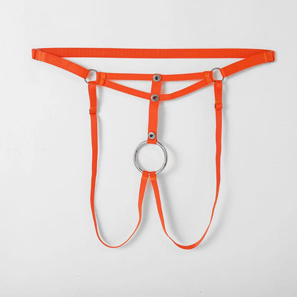 galleryman.com - Men O-Ring Hole Strap Bandage Thong G-String Underwear Orange