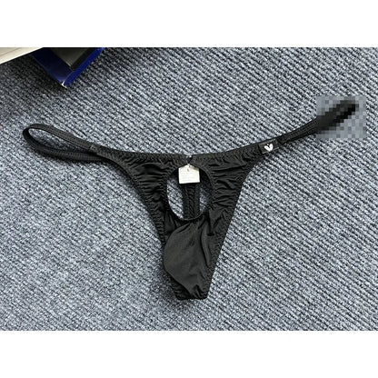 galleryman.com - Men Sexy Open Front Hole Micro T-Back Thong Underwear Black