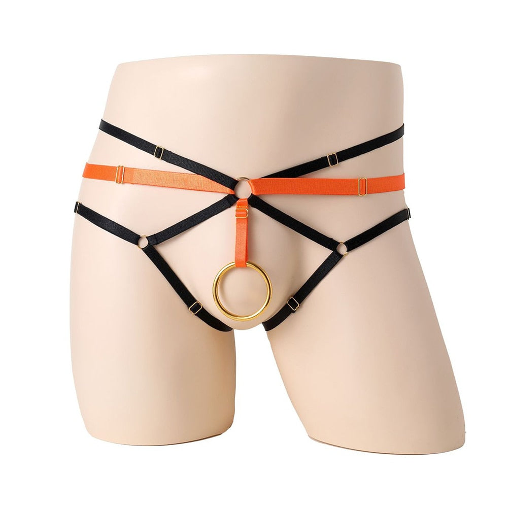 Men Sexy G-String Ring Open Crotch Panties Bandage Underwear