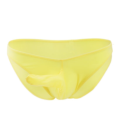 galleryman.com - Men Elephant Nose Briefs Ice Silk Translucent Underwear Yellow