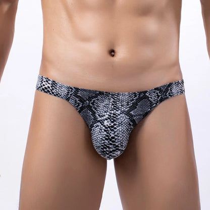 Men Leopard Sexy Thong Big Pouch Design Underwear