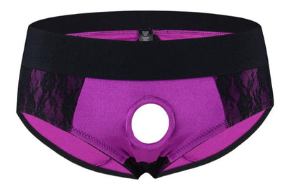 galleryman.com - Men Sexy Lace Panties Backless With Open Front Hole Purple