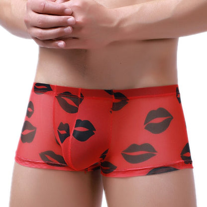 Men's Sexy Boxer Briefs Kisses Printed Underwear