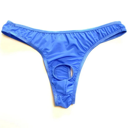 galleryman.com - Men Thong Hollow Out Front Open Hole Underwear Blue