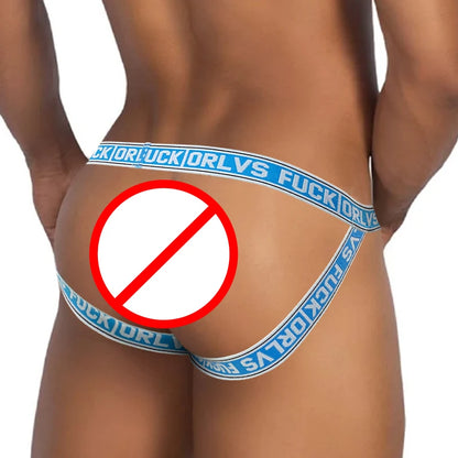 galleryman.com - Sexy Men's Jockstrap Back & Front Open Underwear Blue