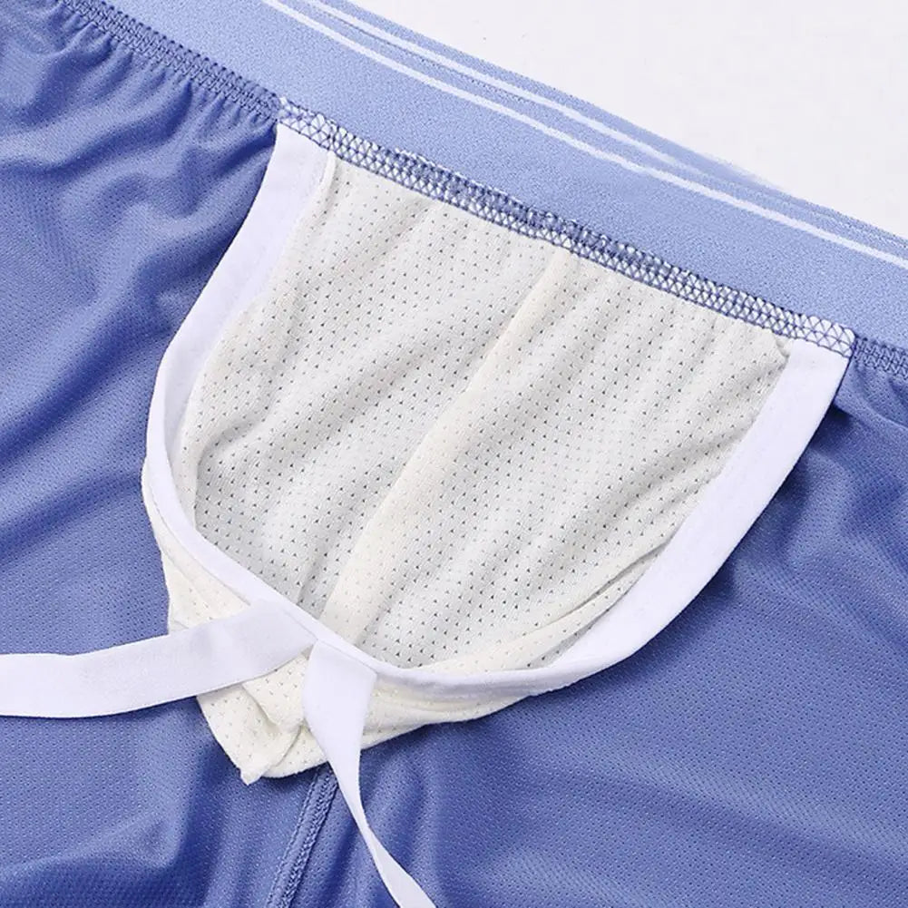 Men Ice Silk Wide Waistband Boxer Shorts Loose Fit Underpants