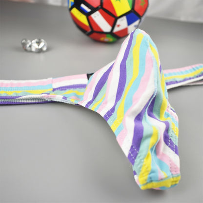 gallaryman.com - Men's Sexy Thong Striped Rainbow Underwear Blue