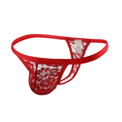 galleryman.com - Men Thong Sexy Lace Panties Underwear Red