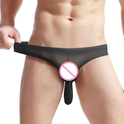 Men's Long Elephant Nose Pouch Elastic Briefs Underwear