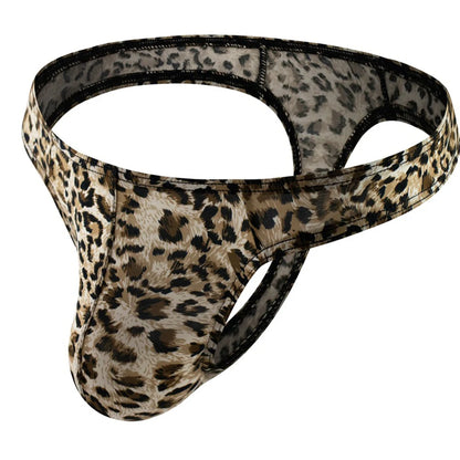 Men Leopard Sexy Thong Big Pouch Design Underwear