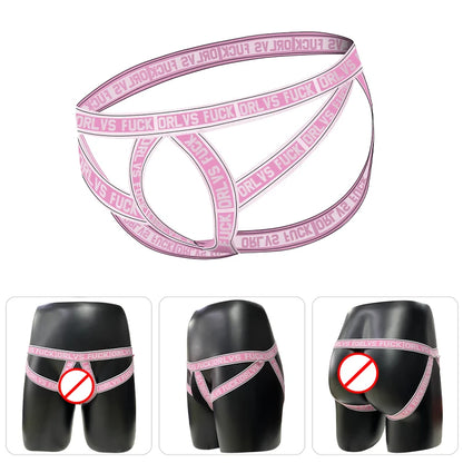 galleryman.com - Sexy Men's Jockstrap Back & Front Open Underwear Pink