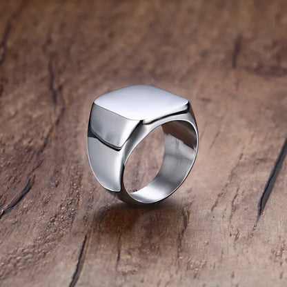 Men Ring Alphabet A-Z Initials Stainless Steel Silver