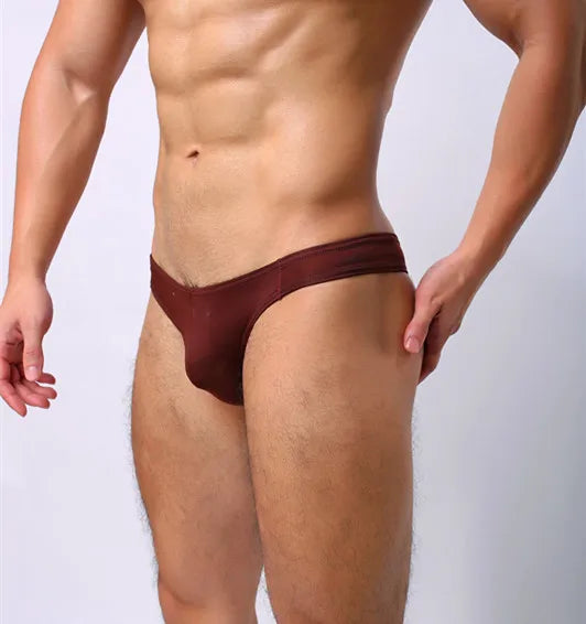 Men Ultra Thin Thong Briefs Low Waist Underwear